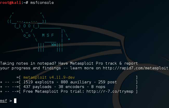 Start with metasploit framework