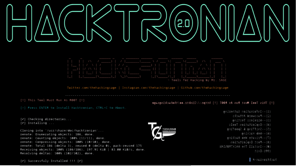 hacktronian all in one termux tool