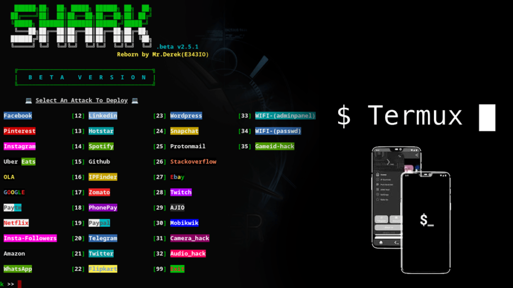 shark termux hacking tool for social media account