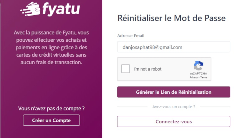 reset a fyatu password