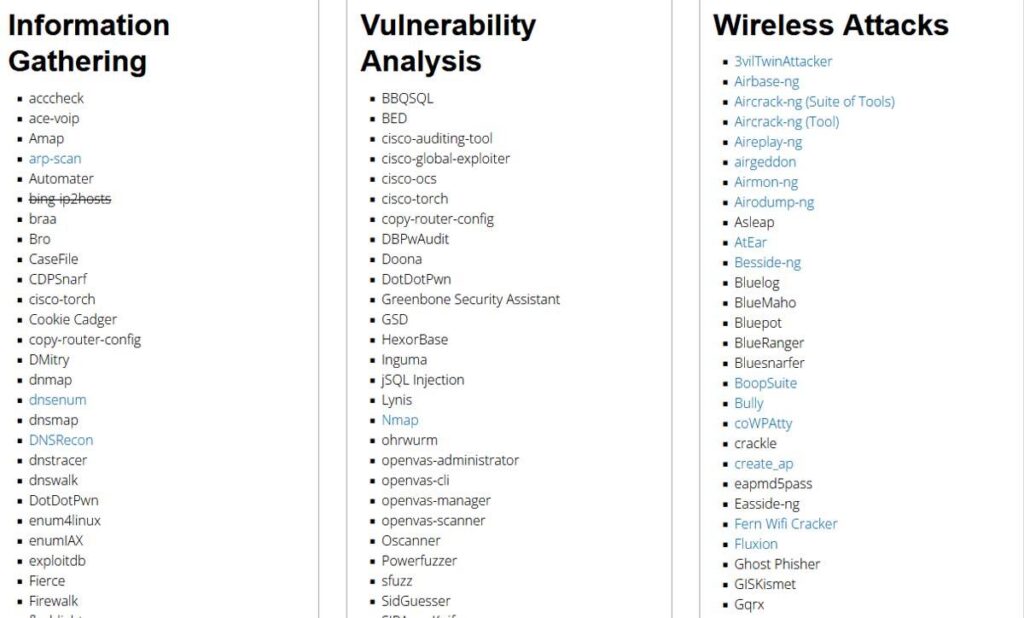 kali linux tools