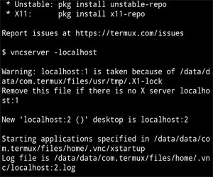 execution of tigervnc on ternux