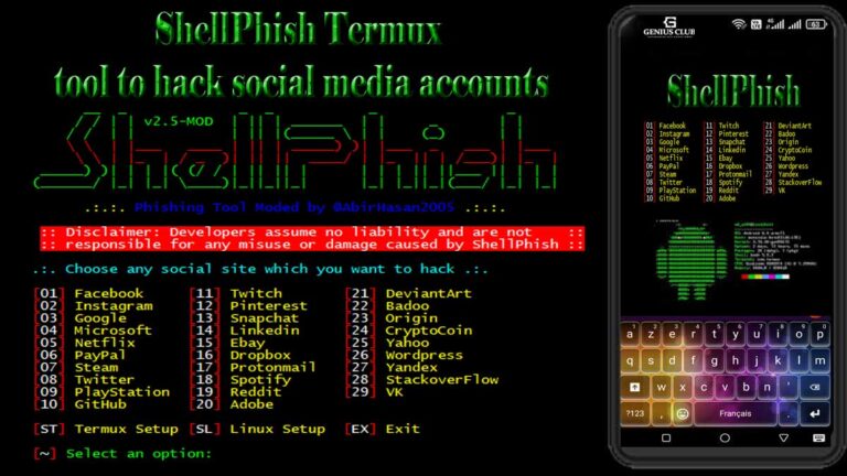 shellphish termux tool to hack social media