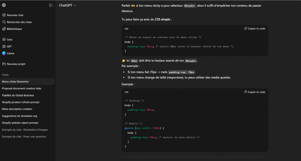 Interface de ChatGPT – outil IA gratuit 2025